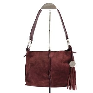 FURLA Suede Tassel Logo Single Strap Hobo